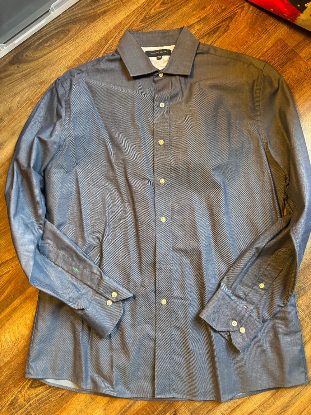 MENS TOMMY HILFIGER DRESS SHIRT NAVY BLUE 16 1/2 34-35